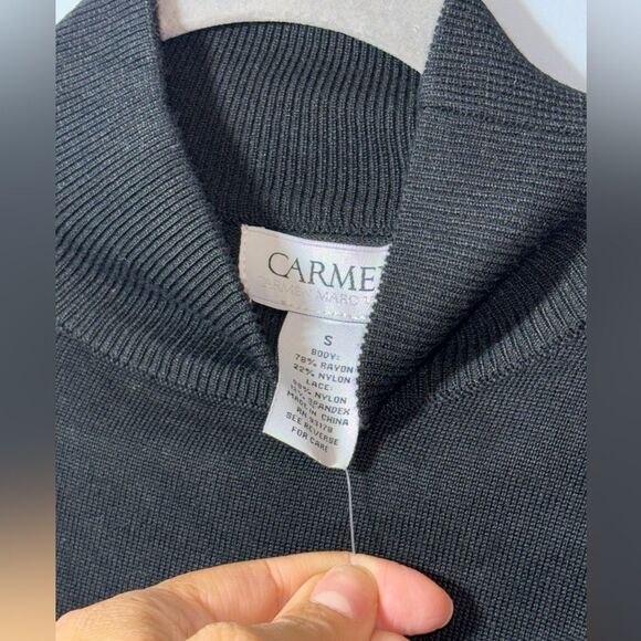 Carmen Marc Valvo Mock Turtleneck Black Women's Lace Long Sleeve Top Size S NWT - Picture 5 of 7